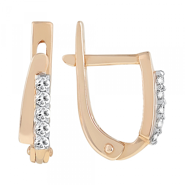 Золотые серьги с бриллиантом № 75550