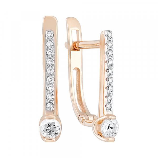 Золотые серьги с кристаллами swarovski № 128877
