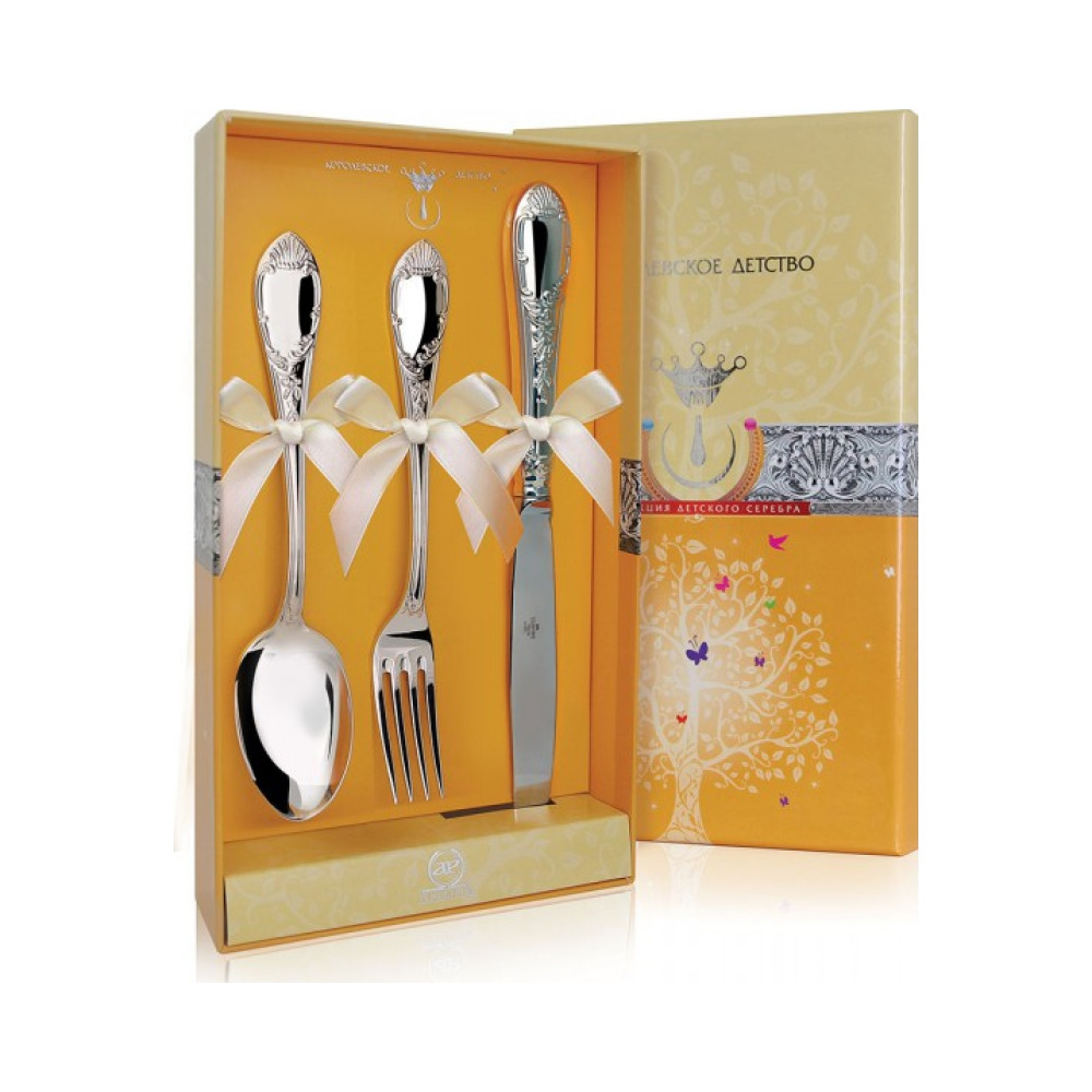 Набор детских серебряных столовых приборов «Престиж» с ножом