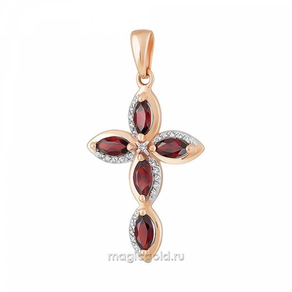 Золотая подвеска с гранатом и фианитом № 163511