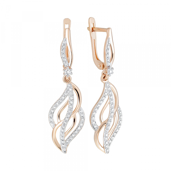 Золотые серьги с фианитами № 126412