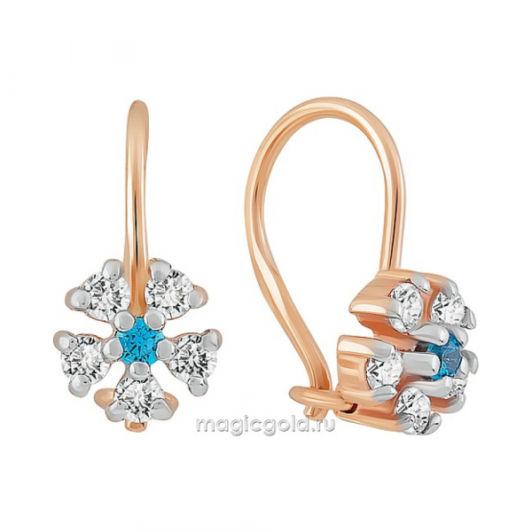 Золотые серьги с фианитом № 156424