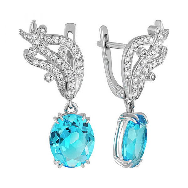 Серебряные серьги с алпанитом и фианитом № 133969