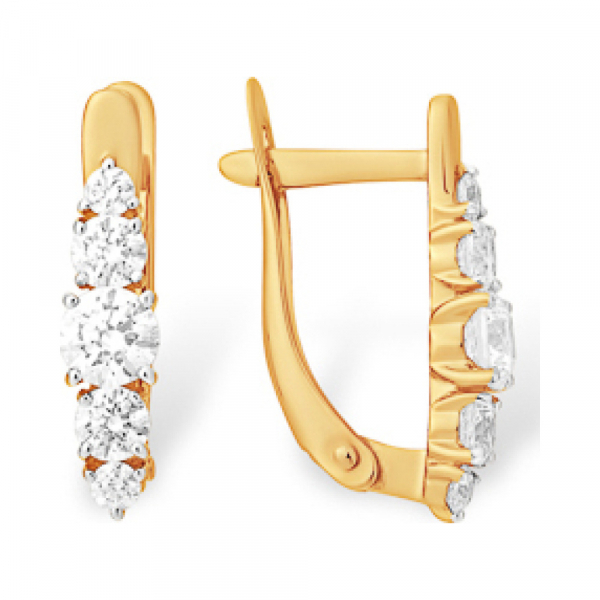 Золотые серьги с фианитом № 163220