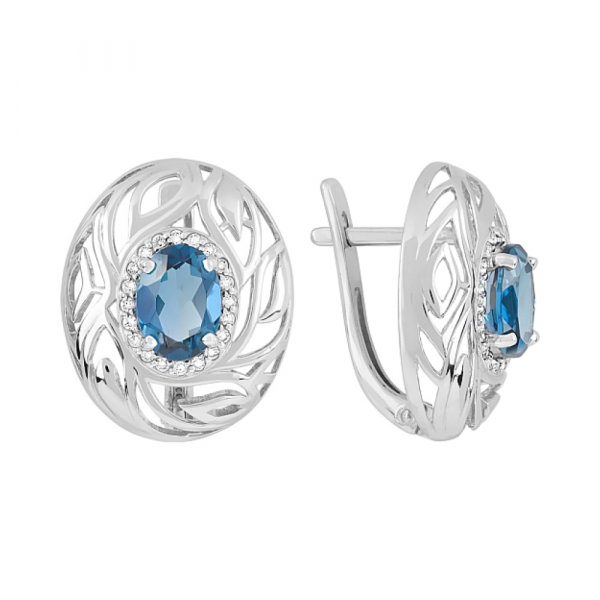 Золотые серьги с топазом и фианитом № 120001