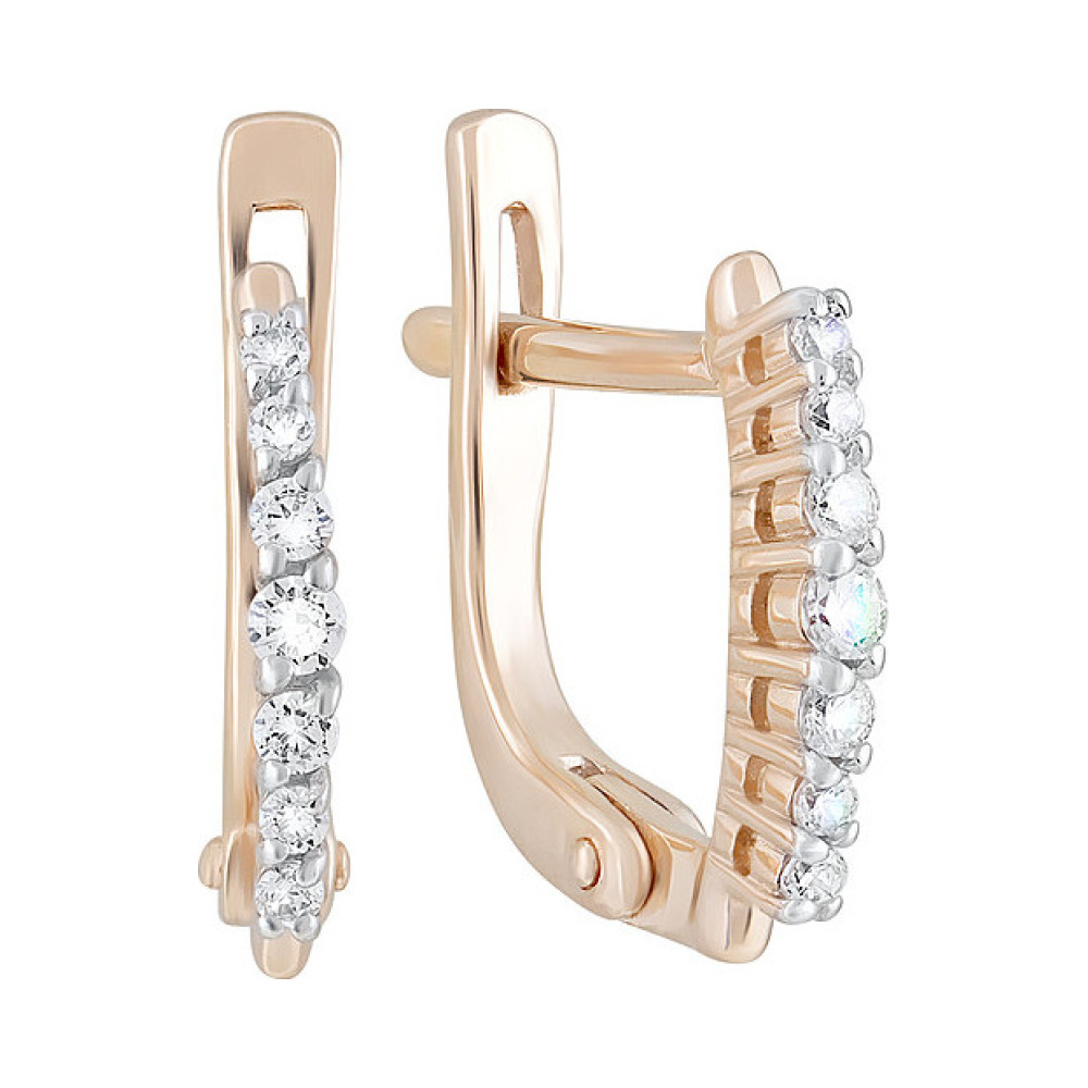 Золотые серьги с фианитом № 124193