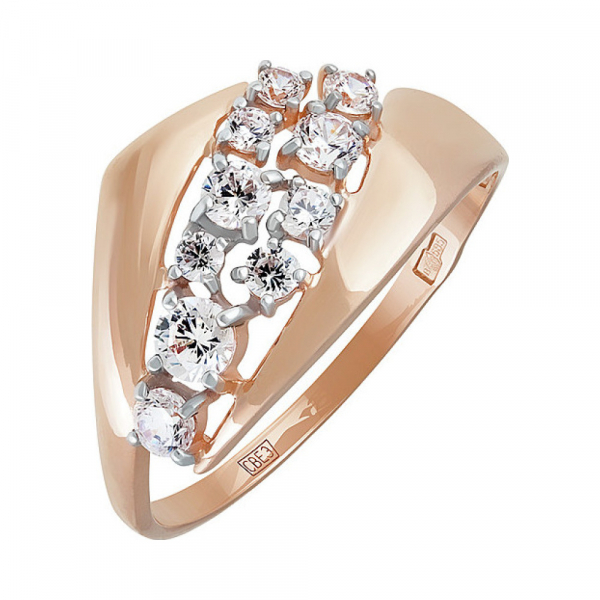 Золотое кольцо с фианитом № 138377