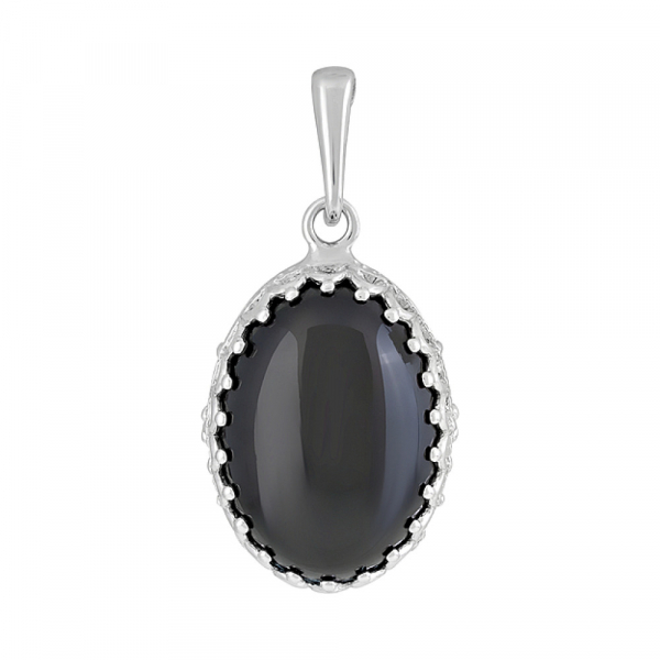 Серебряная подвеска с черным ониксом № 128091