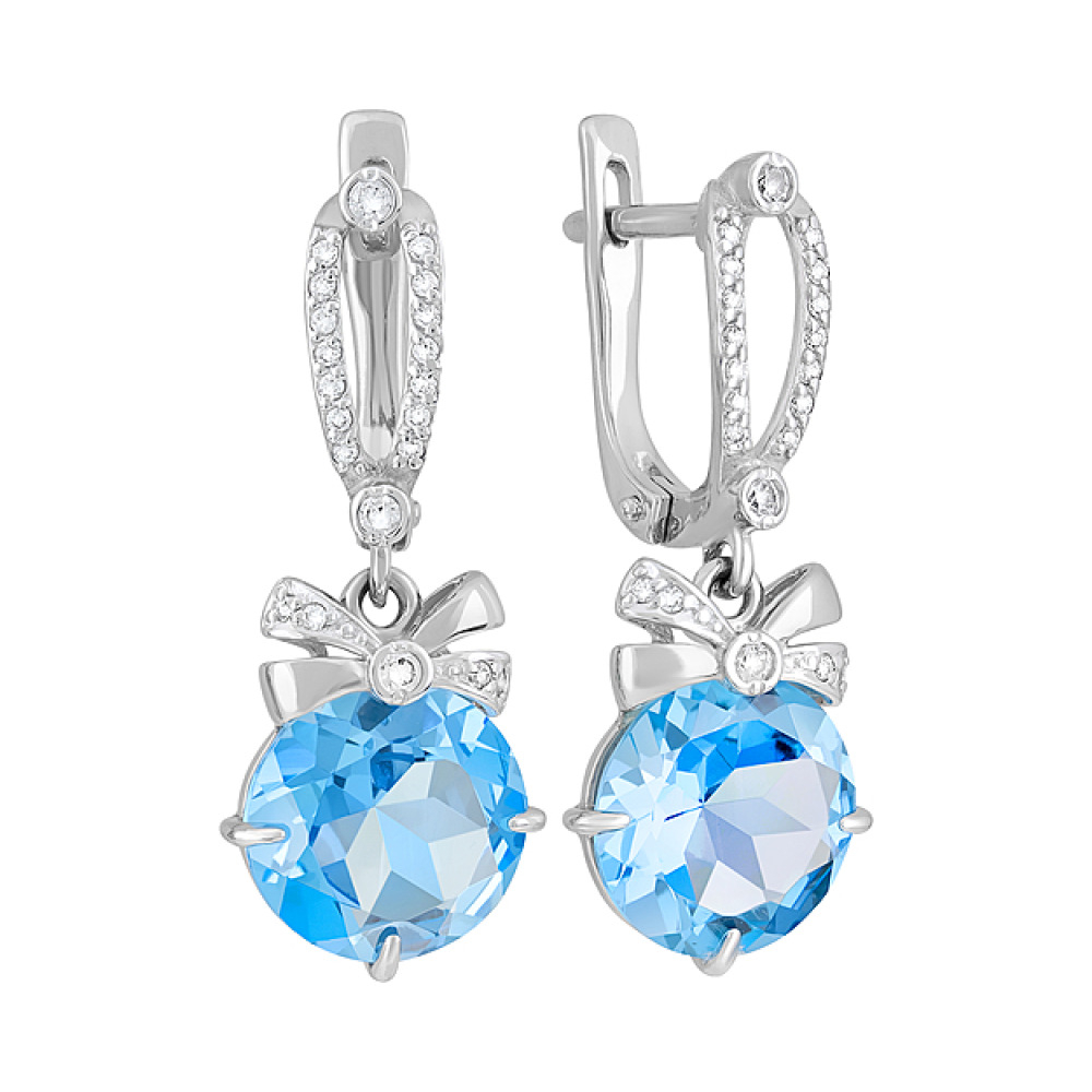 Золотые серьги с топазом и фианитом № 127024