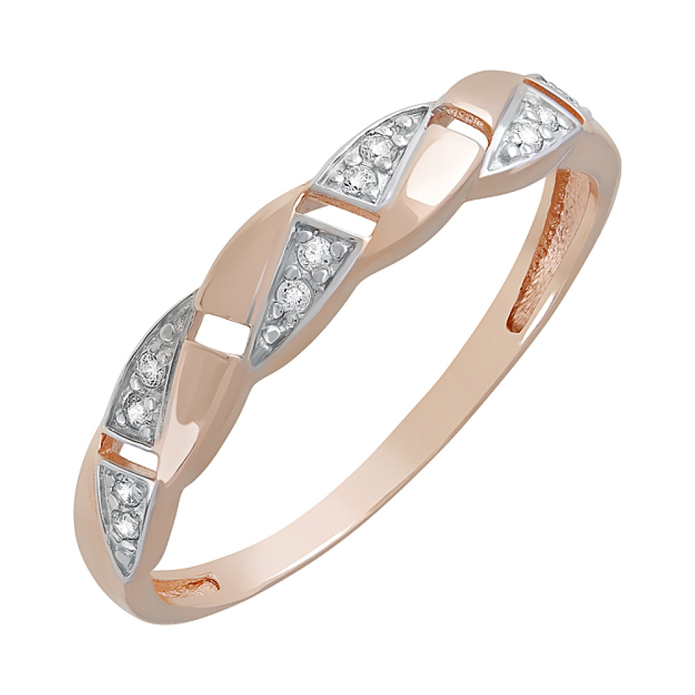 Золотое кольцо с фианитами № 123344