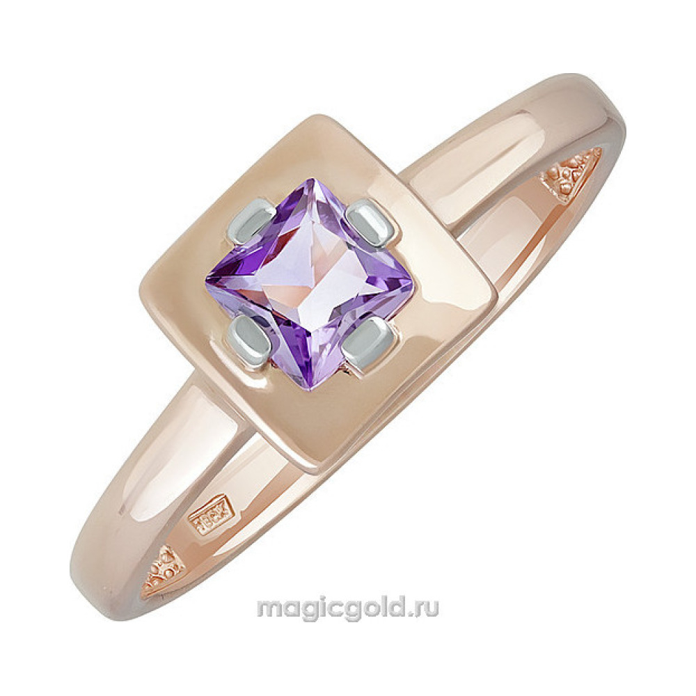 Золотое кольцо с аметистом № 139787