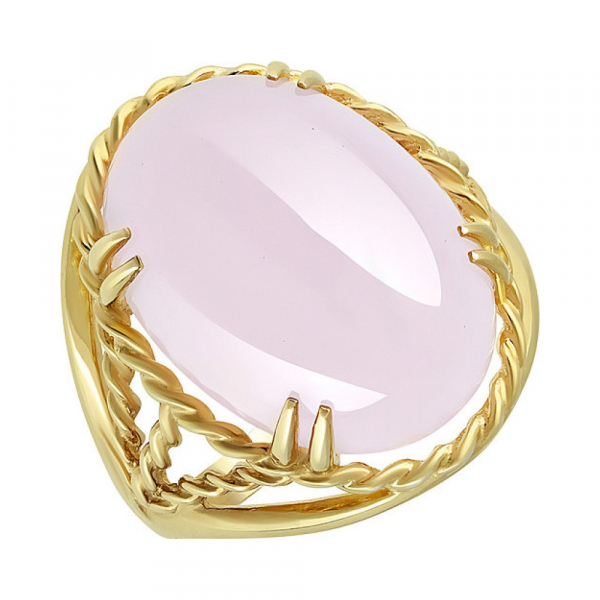 Серебряное кольцо с алпанитом и золотым покрытием № 132383