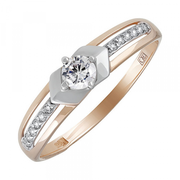 Золотое кольцо с фианитом № 136013