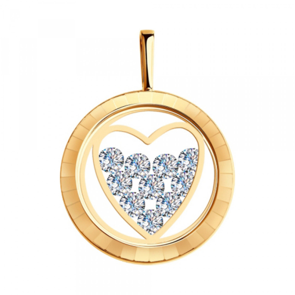 Золотая подвеска с плавающими кристаллами swarovski № 140458