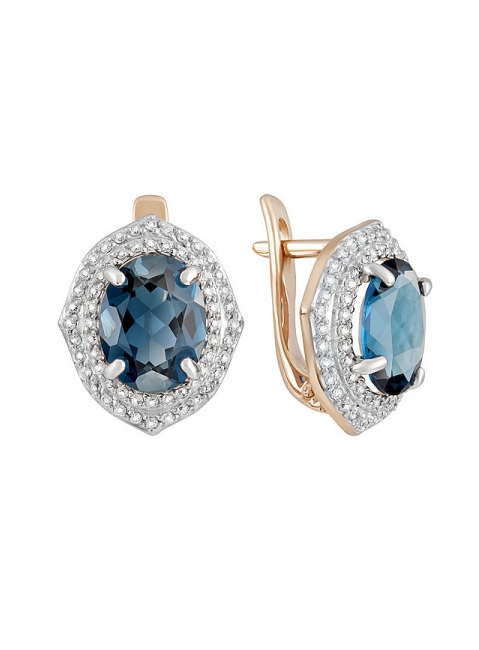 Золотые серьги с топазом и фианитом № 131900