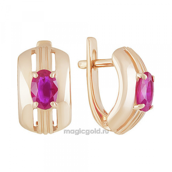 Золотые серьги с рубином № 160734