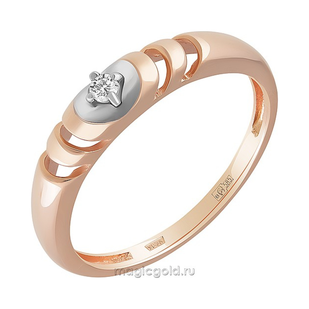 Золотое кольцо с бриллиантом № 164071