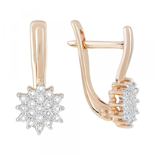 Золотые серьги с бриллиантом № 74810