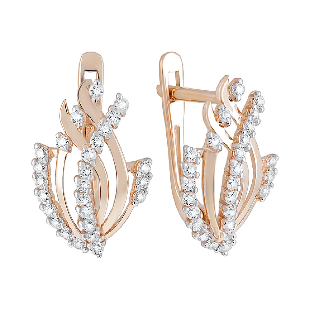 Золотые серьги с фианитами № 126417