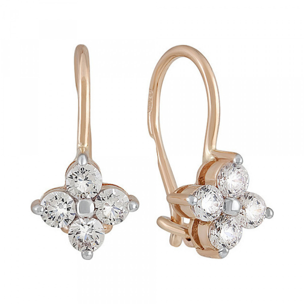 Золотые серьги с фианитом № 126121