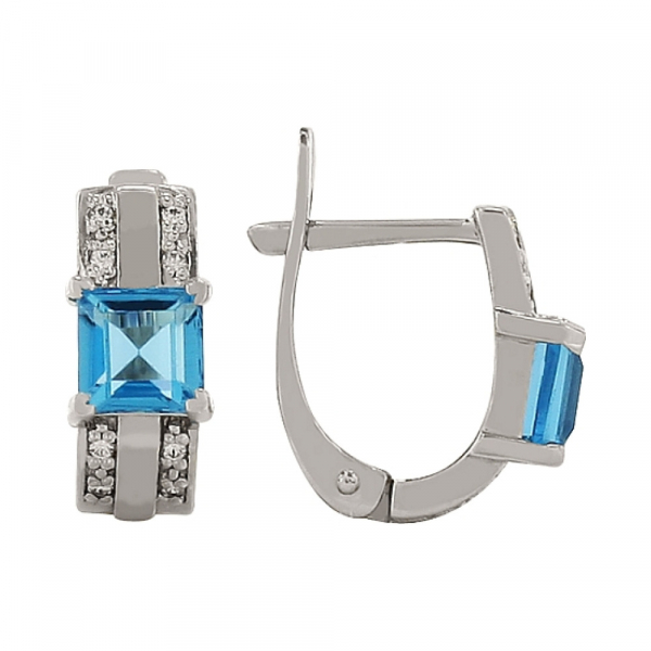 Золотые серьги с топазом и фианитом № 85041