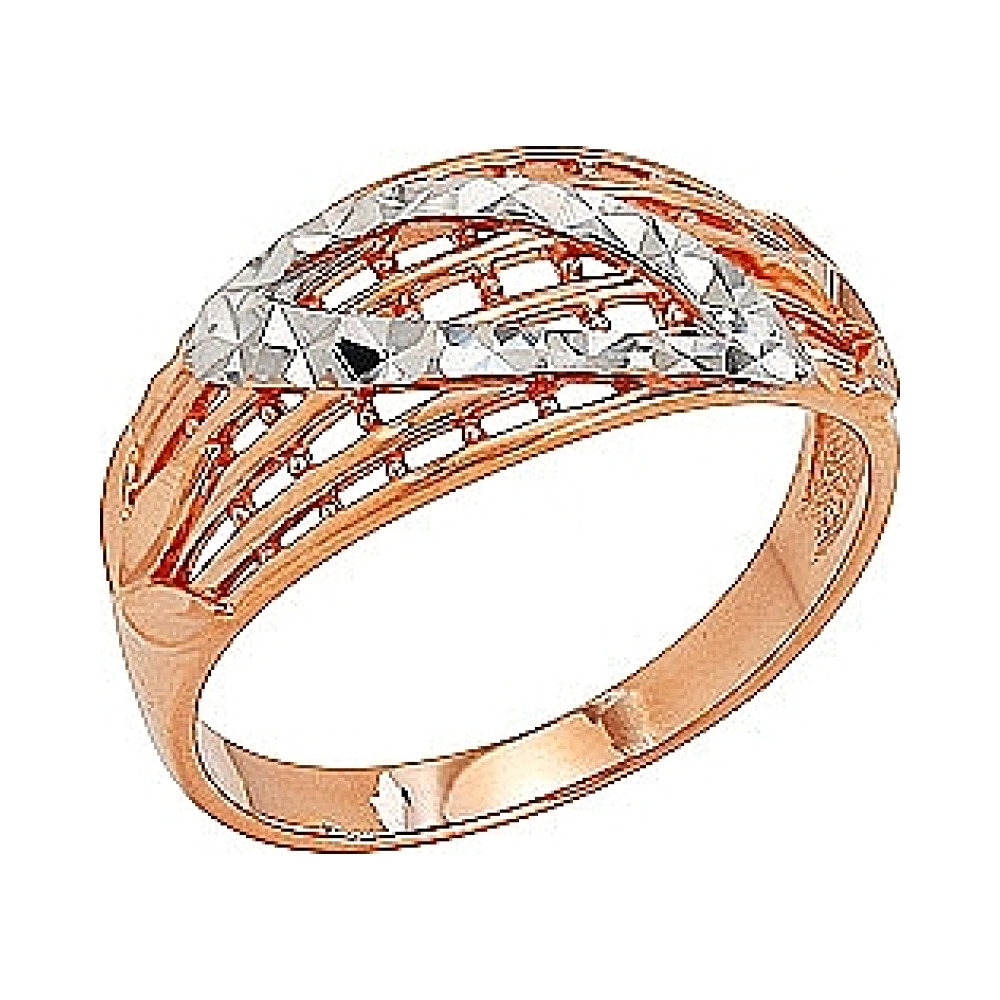 Золотое кольцо без камня с алмазкой № 73439