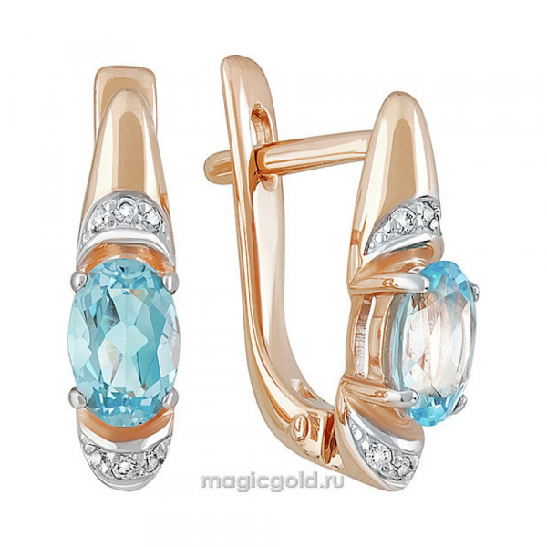 Золотые серьги с топазом и фианитом № 142152