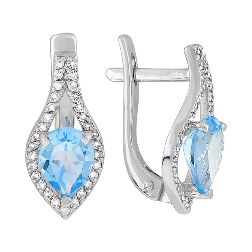 Золотые серьги с топазом и фианитом № 120854