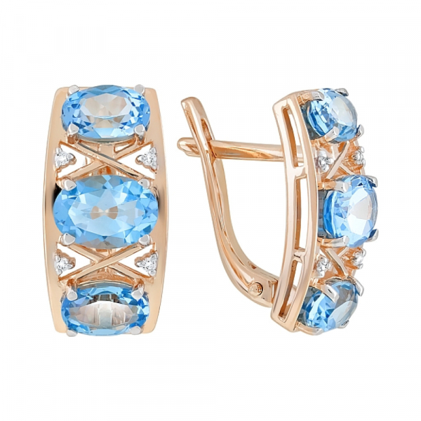 Золотые серьги с топазом и фианитом № 119561