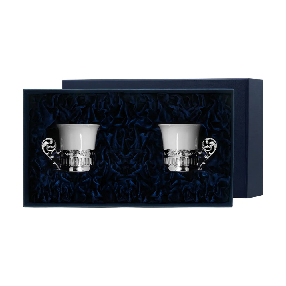 Набор кофейных чашек Богема из серебра 925 пробы