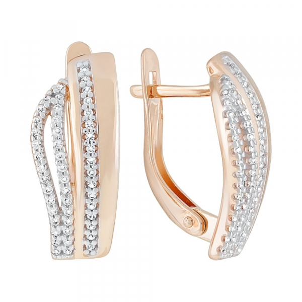 Золотые серьги с фианитами № 122221