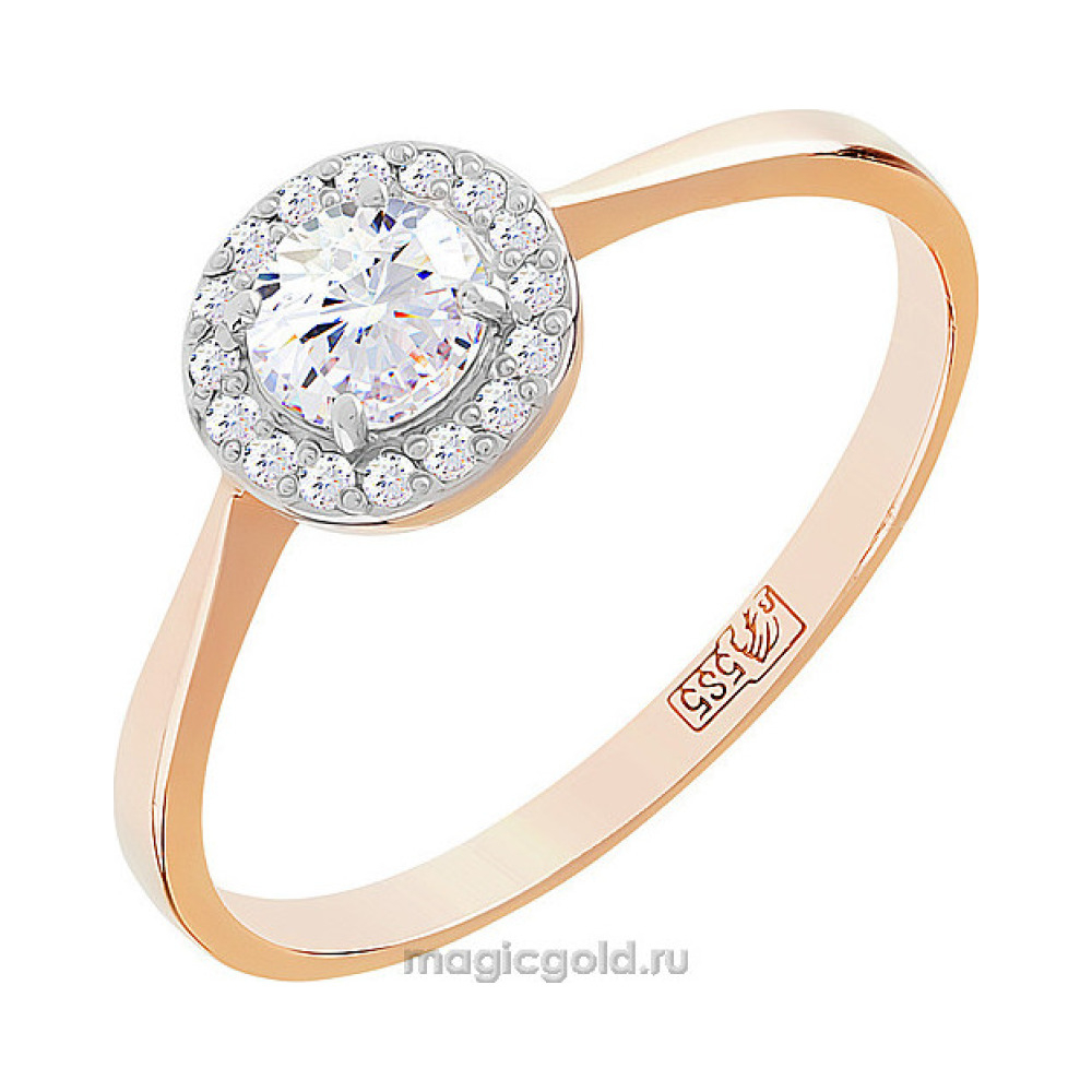 Золотое кольцо с бриллиантом № 116450