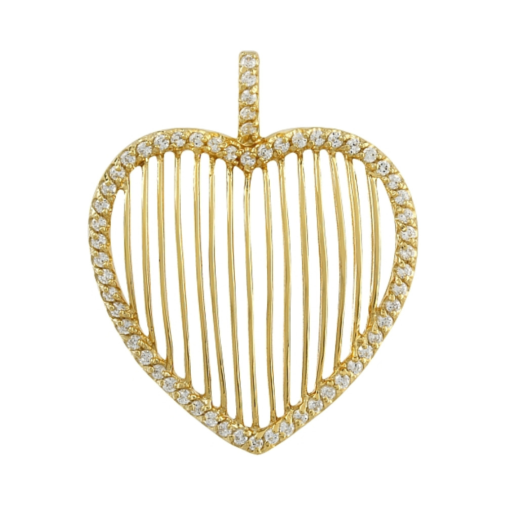 Серебряная подвеска с фианитом и золотым покрытием № 106282