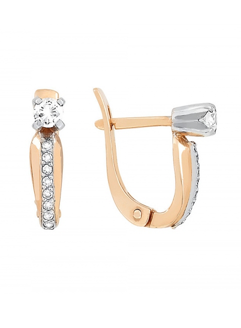 Золотые серьги с бриллиантом № 103387