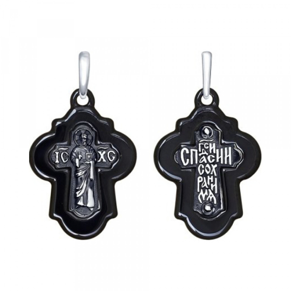 Серебряная подвеска с керамикой и черн родием № 160039