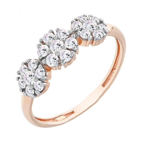 Золотое кольцо с фианитами № 112367