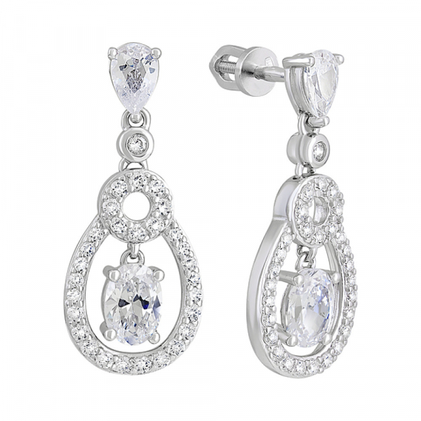 Серебряные серьги с фианитами № 127753