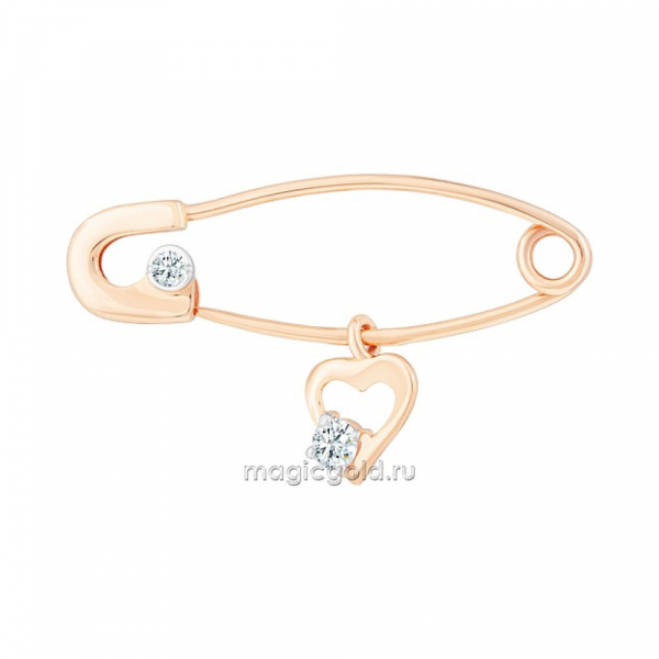 Золотая брошь с фианитом № 171848