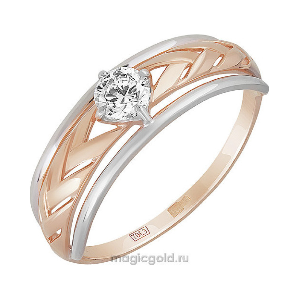 Золотое кольцо с фианитом № 161105