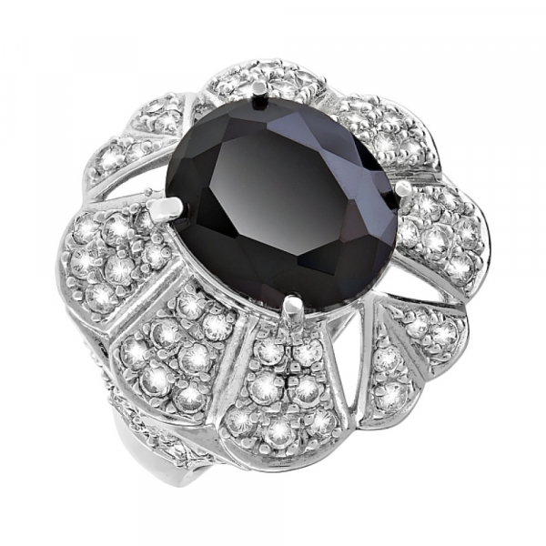 Серебряное кольцо с фианитом № 75066