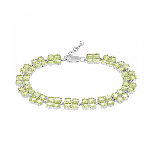 Серебряный браслет с хризолитом и фианитом № 124213