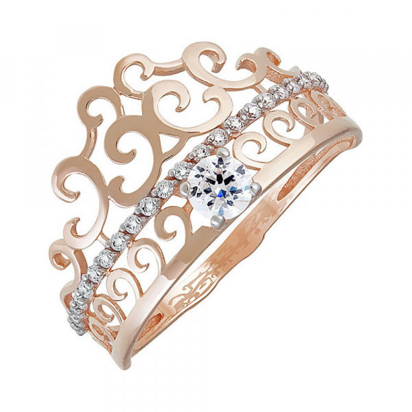 Золотое кольцо с фианитом № 138180