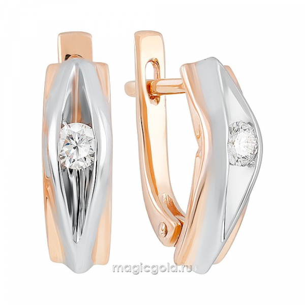 Золотые серьги с бриллиантом № 160829