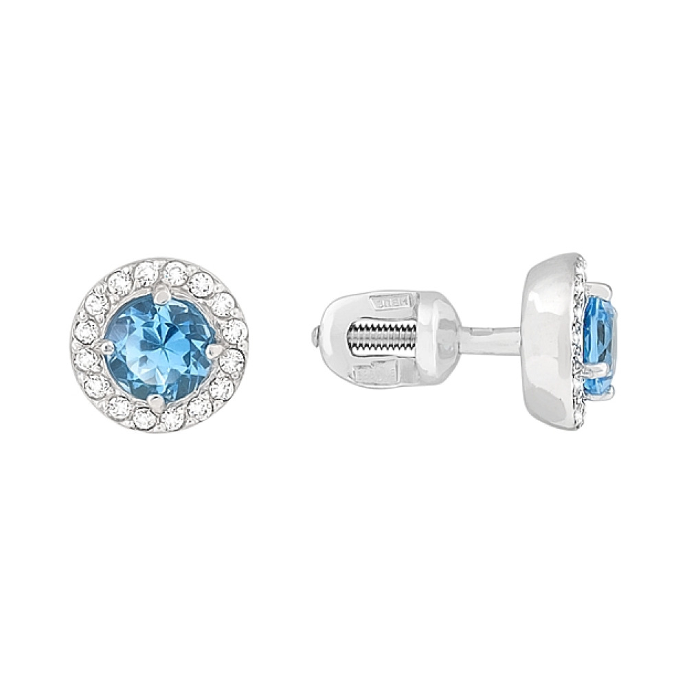 Пуссеты с топазом и фианитом № 53556