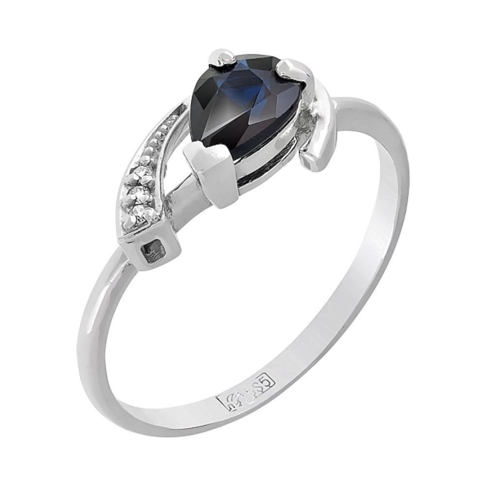 Золотое кольцо с бриллиантом и сапфиром № 85165