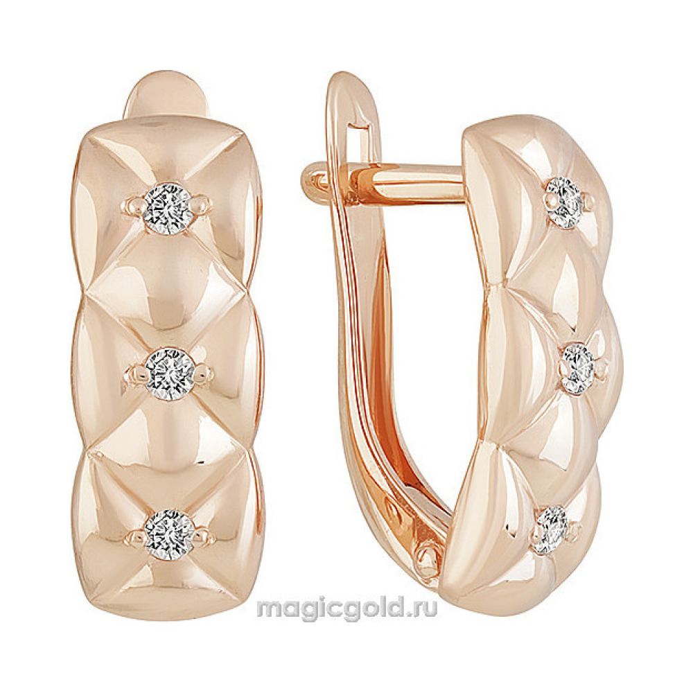 Золотые серьги с фианитом № 156087