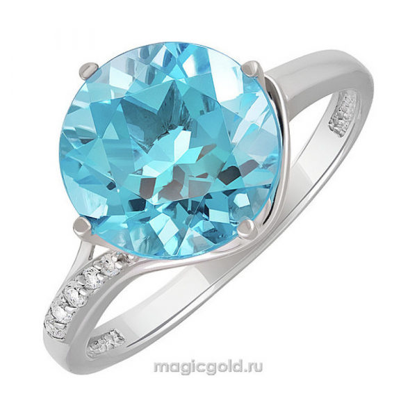 Серебряное кольцо с топазом и фианитом № 140141