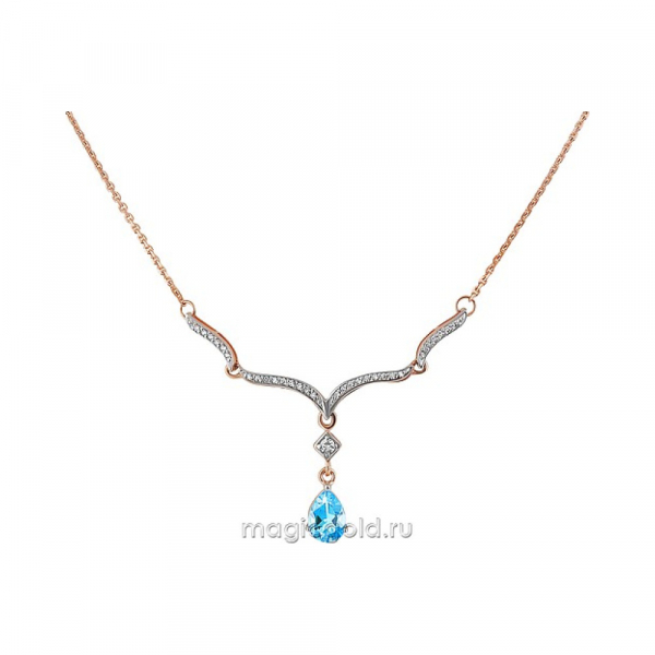 Золотое колье с топазом и фианитом № 164105