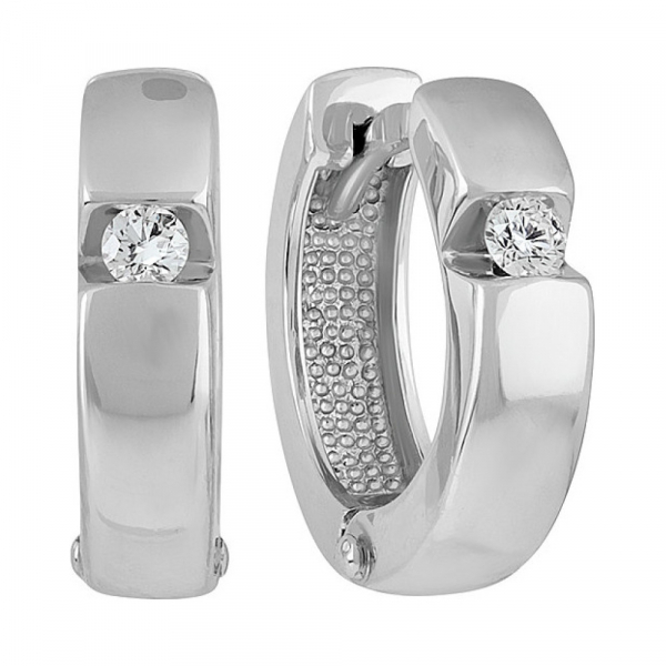 Золотые серьги с бриллиантом № 135549