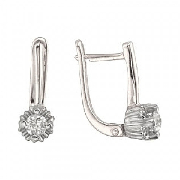 Золотые серьги с бриллиантом № 114366